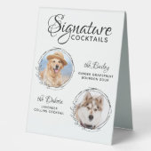 Plaque De Table Signature Cocktails 2 Animaux Photo Chien Mariage  (Recto)