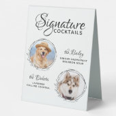Plaque De Table Signature Cocktails 2 Animaux Photo Chien Mariage  (Verso)