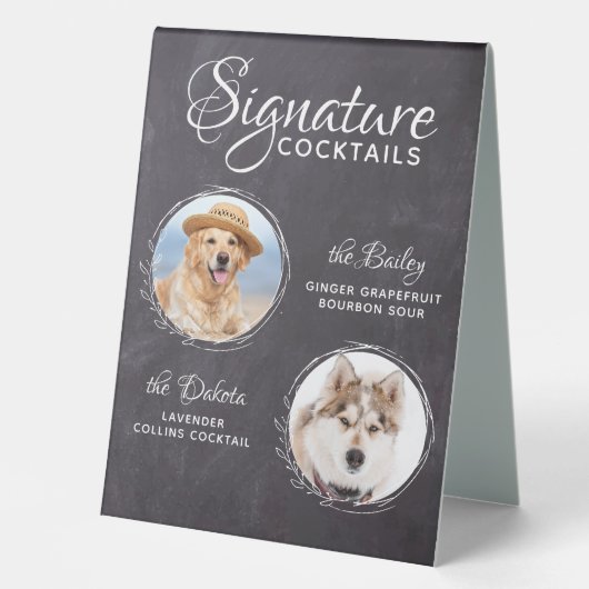 Plaque De Table Signature Cocktails Barre de Chien 2 Animaux Maria (Recto)