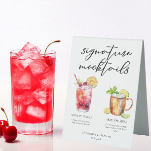 Plaque De Table Signature Mocktails Boissons d'été Menu Mariage