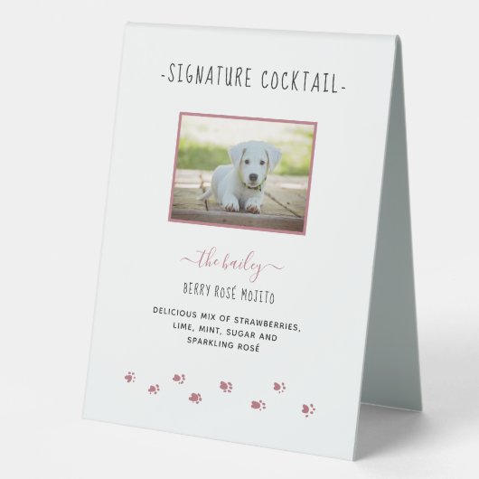 Plaque De Table Signature personnalisée Boire Rose Gold Pet Mariag (Recto)