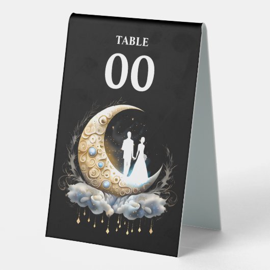 Plaque De Table Silhouette étoile demi-lune céleste (Verso)