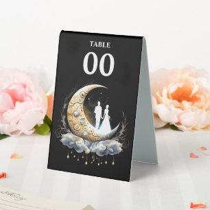 Plaque De Table Silhouette étoile demi-lune céleste