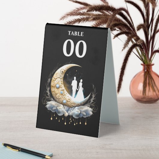 Plaque De Table Silhouette étoile demi-lune céleste (En SItu (Tableau))