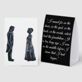 Plaque De Table Silhouettes de Darcy & Elizabeth + citation (Recto/verso)