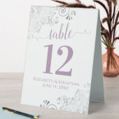 Plaque De Table Silver Frills Lavender Mariage blanc Numéro de tab (En SItu (Tableau))