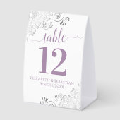 Plaque De Table Silver Frills Lavender Mariage blanc Numéro de tab (Recto)