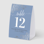 Plaque De Table Silver Frills Light Blue Mariage Numéro de table (Verso)