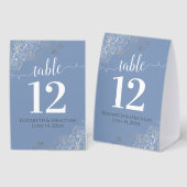 Plaque De Table Silver Frills Light Blue Mariage Numéro de table (Recto/verso)