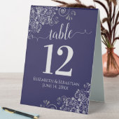 Plaque De Table Silver Frills Marine Blue Mariage Numéro de table (En SItu (Tableau))