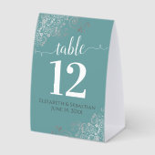 Plaque De Table Silver Frills Turquoise Turquoise Mariage Numéro d (Recto)