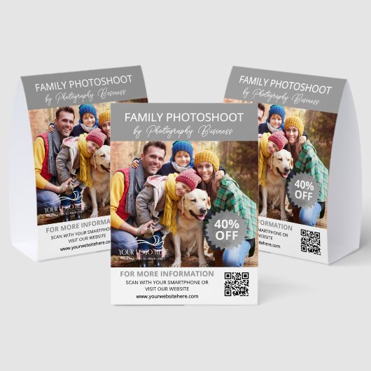 Plaque De Table Silver Gray Photoshoot Discount Offer QR Code (Insitu (multi))