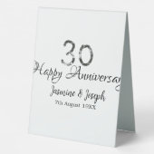 Plaque De Table Silver Metallic 30th Happy anniversaire ajouter no (Verso)