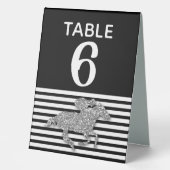 Plaque De Table Silver Racehorse Black White Stripes Numéro (Recto)