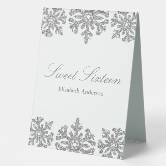 Plaque De Table Silver Snowflake Winter Sweet 16 (Recto)