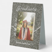 Plaque De Table Silverglitter photo graduation ajouter nom classe  (Verso)