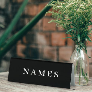Plaque De Table Simple Black Custom Ajouter Votre Nom Élégant