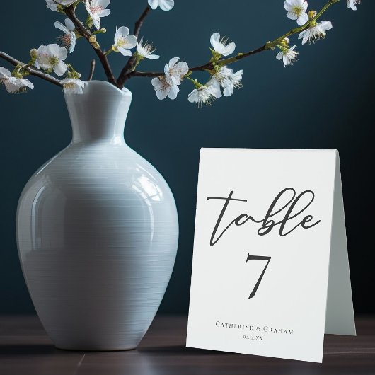 Plaque De Table Simple Black Number Chic Modern Formel Mariage