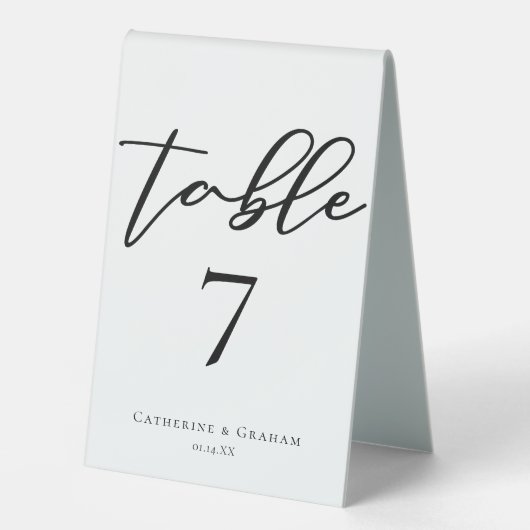 Plaque De Table Simple Black Number Chic Modern Formel Mariage (Recto)