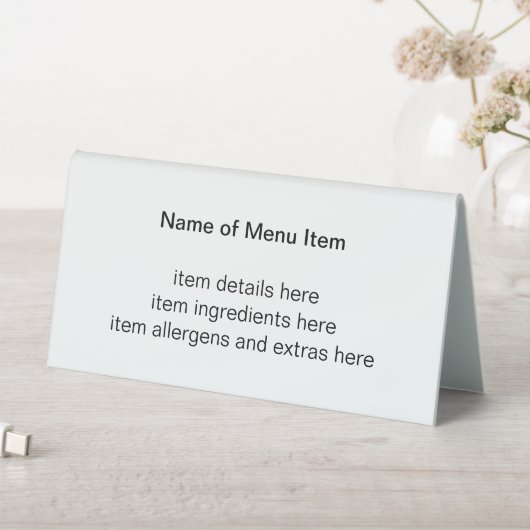 Plaque De Table Simple Black White Item Description Menu (En SItu (Tableau))