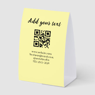 Plaque De Table simple custom QR code add your name text  Classic 