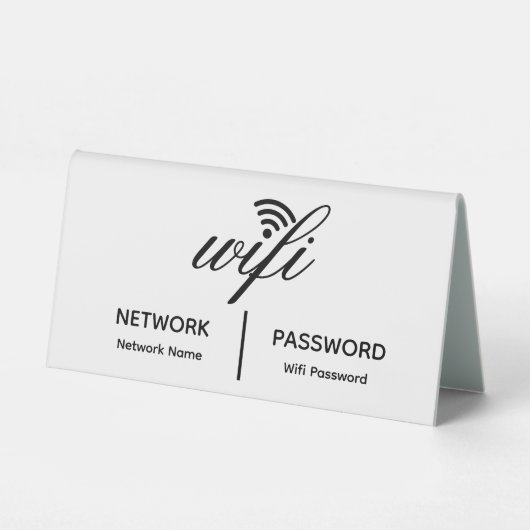 Plaque De Table Simple Élégant Réseau Wifi Mot De Passe Info Blanc (Recto)