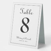 Plaque De Table Simple élégante table de mariage Numéro noir blanc (Recto)