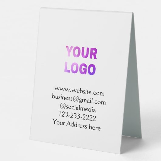 Plaque De Table simple et minimal ajouter votre logo/design ici te (Verso)