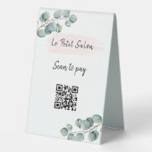 Plaque De Table Simple Eucalyptus QR Code numérisation pour payer  (Verso)