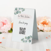 Plaque De Table Simple Eucalyptus QR Code numérisation pour payer  (In SItu (Mariage))