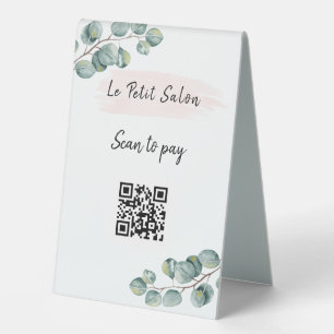Plaque De Table Simple Eucalyptus QR Code numérisation pour payer 