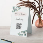 Plaque De Table Simple Eucalyptus QR Code numérisation pour payer  (En SItu (Tableau))