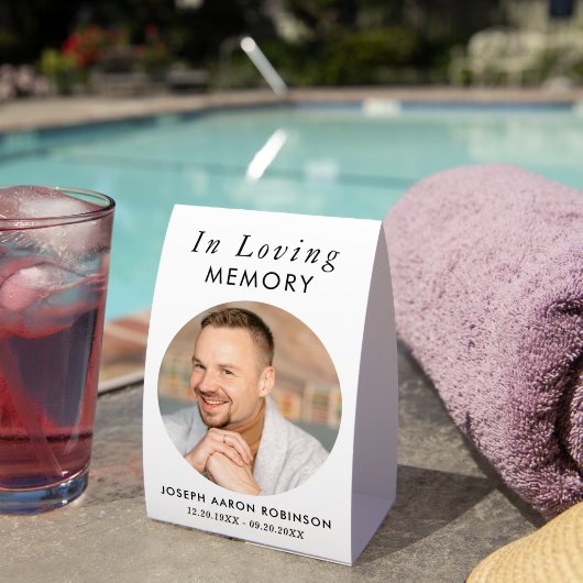 Plaque De Table Simple Funeral Photo Modern Memorial Keepsake (InVersositu (sur table))