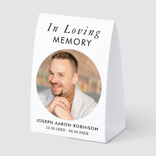 Plaque De Table Simple Funeral Photo Modern Memorial Keepsake (Recto)