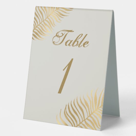 Plaque De Table Simple Golden Tropical Feuille Mariage (Recto)