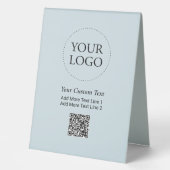 Plaque De Table Simple logo d'entreprise bleu Code QR Promotionnel (Recto)