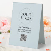 Plaque De Table Simple logo d'entreprise bleu Code QR Promotionnel (In SItu (Mariage))