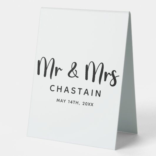 Plaque De Table Simple, M. & Mme | Monogramme Mariage (Recto)