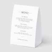 Plaque De Table Simple Mariage Bienvenue & Menu Noir et Blanc (Verso)