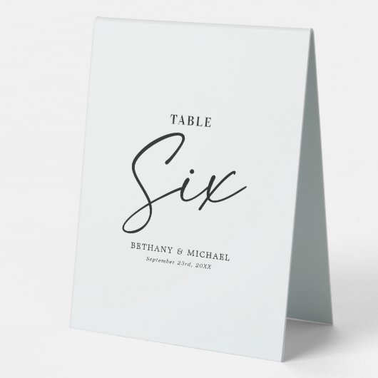 Plaque De Table Simple Mariage Tableau Numéro 6 Tente Signal (Verso)