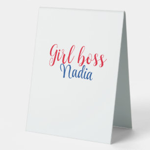 Plaque De Table simple minimal girl boss ajouter nom texte image e