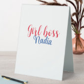 Plaque De Table simple minimal girl boss ajouter nom texte image e (En SItu (Tableau))