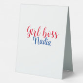 Plaque De Table simple minimal girl boss ajouter nom texte image e (Verso)