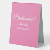 Plaque De Table Simple minimal pink bridesmaid add name year text (Verso)