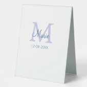 Plaque De Table simple minimum ajouter nom monogramme violet vert (Recto)
