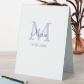 Plaque De Table simple minimum ajouter nom monogramme violet vert (En SItu (Tableau))