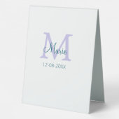 Plaque De Table simple minimum ajouter nom monogramme violet vert (Verso)