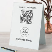 Plaque De Table Simple Modern QR Code Menu Business Name & Logo (En SItu (Tableau))