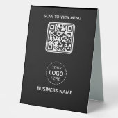 Plaque De Table Simple Modern QR Code Menu Business Name & Logo (Recto)