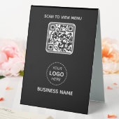 Plaque De Table Simple Modern QR Code Menu Business Name & Logo (In SItu (Mariage))